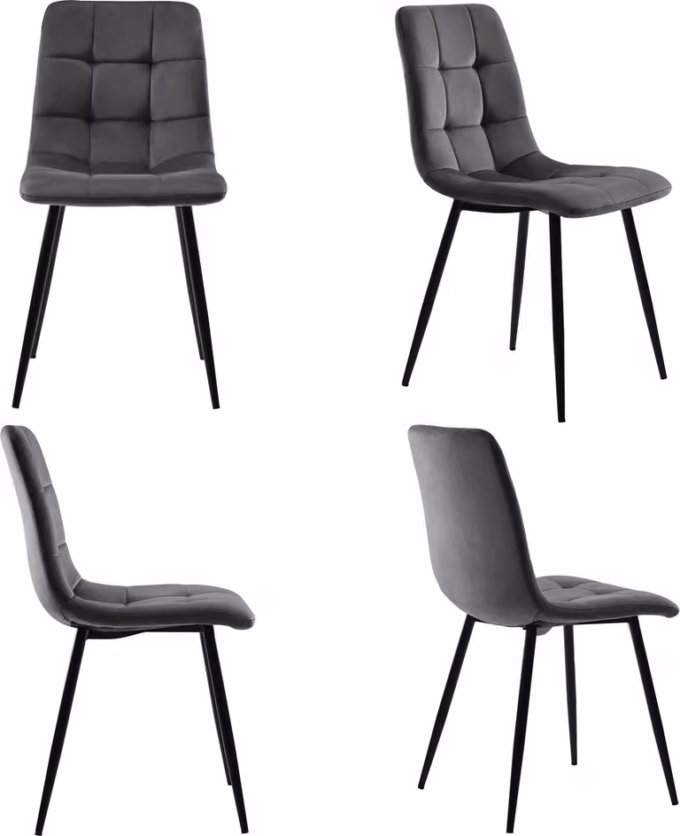 okwish set da pranzo composto da 4 sedie imbottite con schienale, seduta in velluto e metallo, grigio scuro
