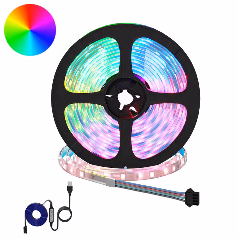 Set di 12 strisce LED RGB vidaXL, multicolore, connettore USB, nero e trasparente