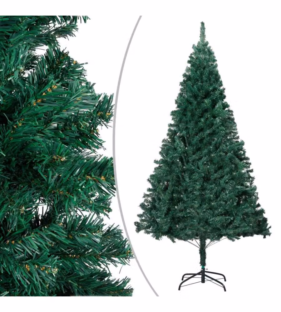 Set Albero Natale Artificiale con LED e Palline Verde 210cm PVC