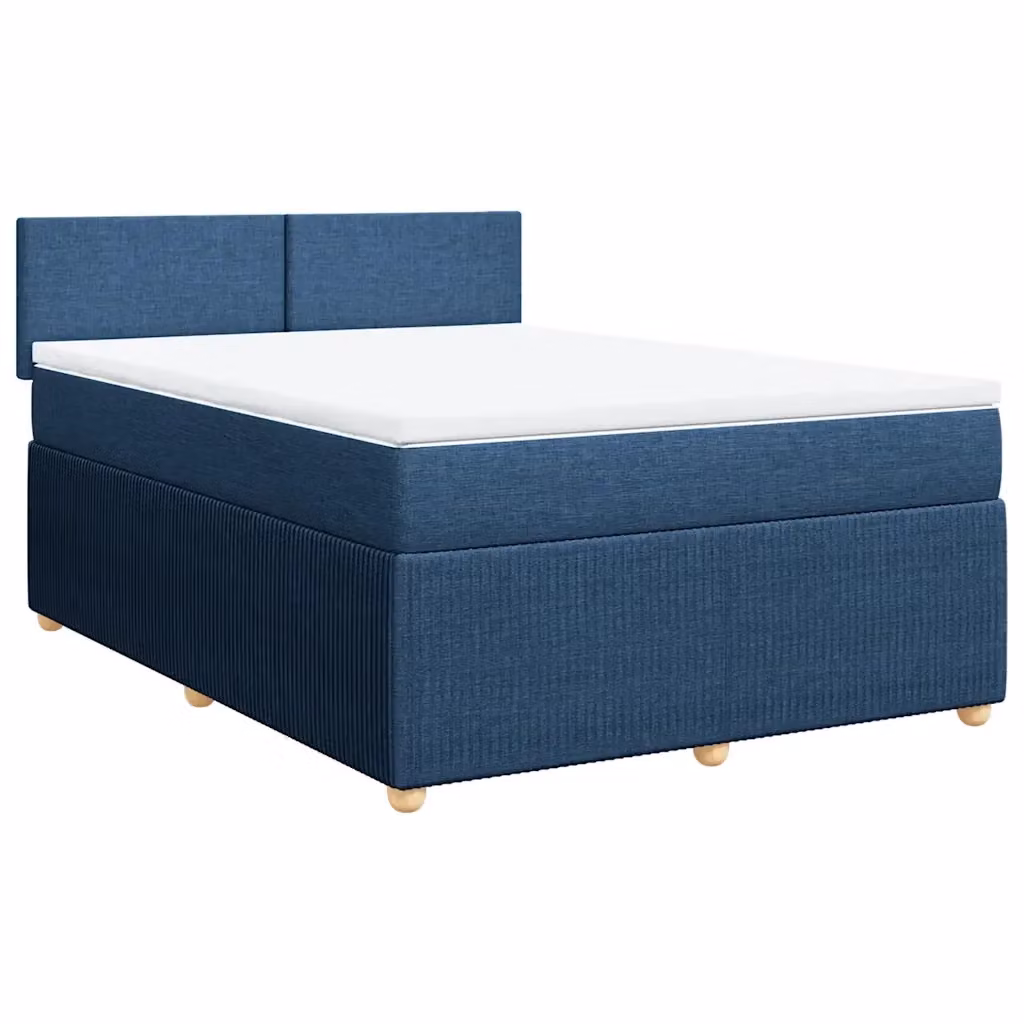 Letto Ibrido vidaXL con Giroletto a Molle e Materasso Blu e Bianco L/P: 160 x 200 cm – 2