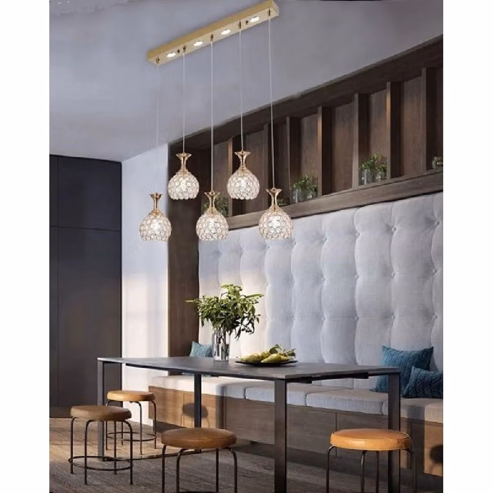 Lampadario a sospensione Trade Shop con sfere in cristallo e finitura oro/ottone, attacco G9 – 2