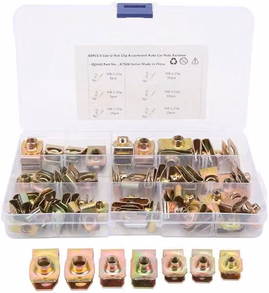 Set di bulloni e dadi per auto e motociclette, ad alta elasticità, composto da 60 pezzi, nelle misure M4, M5, M6 e M8, ad alta resistenza