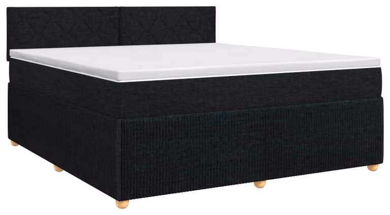 Letto a molle con materasso nero 140 x 190 cm in tessuto