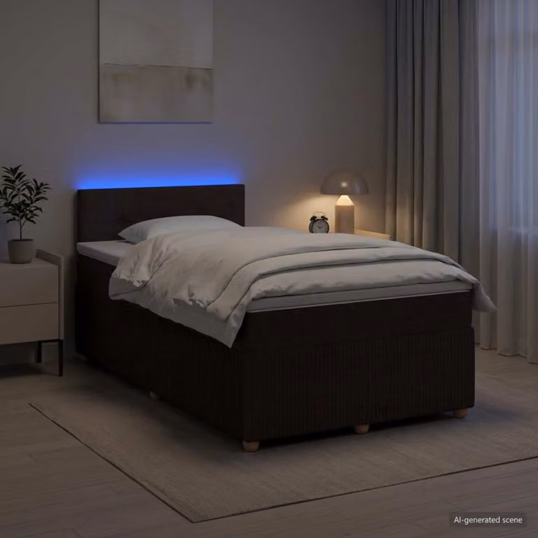 Letto box spring ibrido vidaXL con materasso a molle insacchettate e porta USB, L/P: 120 x 200 cm, Multicolore