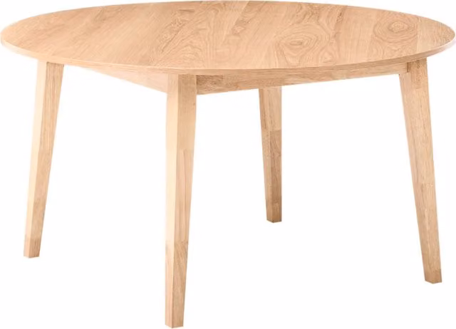 Tavolo da pranzo marrone chiaro MDF impiallacciato rovere Base in legno di gomma 140 cm Piano del tavolo rotondo Moderno