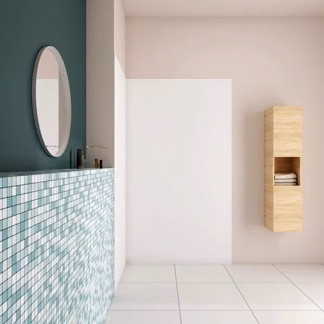 Pannello Doccia ad Angolo Aica Italy in Alluminio con Profili Bianco Opaco L: 40 cm, P: 80 cm, H: 210 cm
