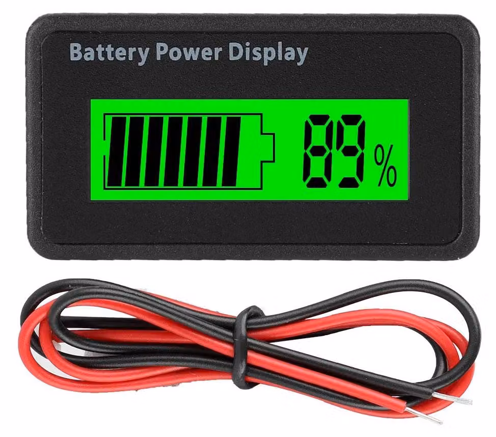 Display LCD per indicazione della capacità della batteria, da 12 a 48V, con voltmetro e protezione da inversione di polarità