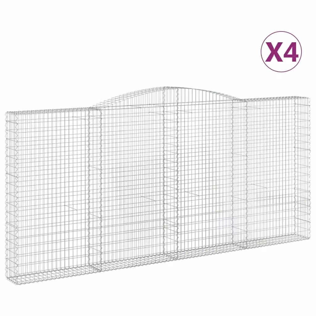Set di 4 Cesti Gabbioni ad Arco Videx in Acciaio Zincato Argento L: 400 cm, P: 30 cm, H: 180/200 cm – 2