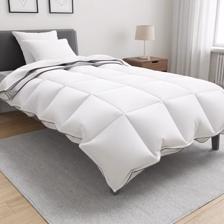 Set di 3 piumoni e federe vidaXL in bambù e cotone, bianco, L: 135 cm x P: 220 cm