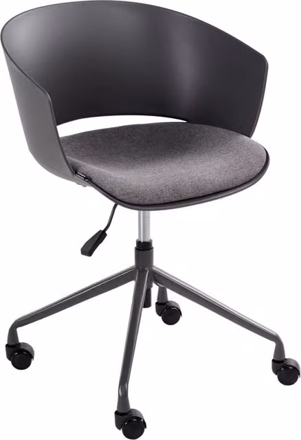 Sedia da ufficio Beliani in tessuto grigio, girevole a 360 gradi con braccioli e ruote, regolabile in altezza per home office e camera dei bambini