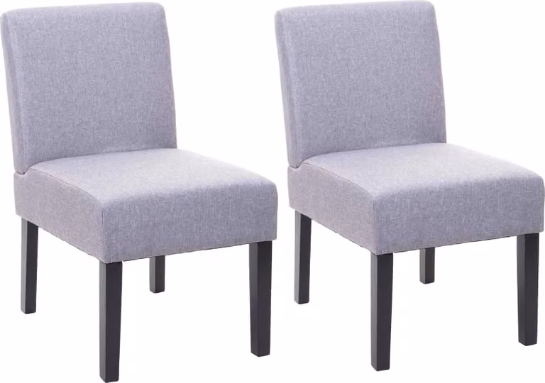 set di 2 sedie da pranzo HWC-F61, sedia lounge, tessuto/tessuto ~ grigio