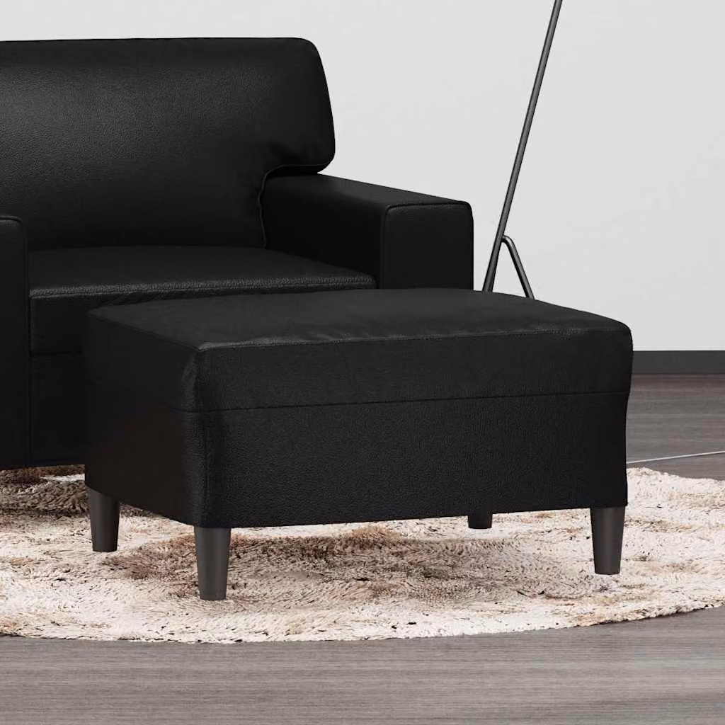 Poggiapiedi vidaXL in similpelle nera per soggiorno e camera da letto, L: 70 cm, P: 55 cm, H: 41 cm