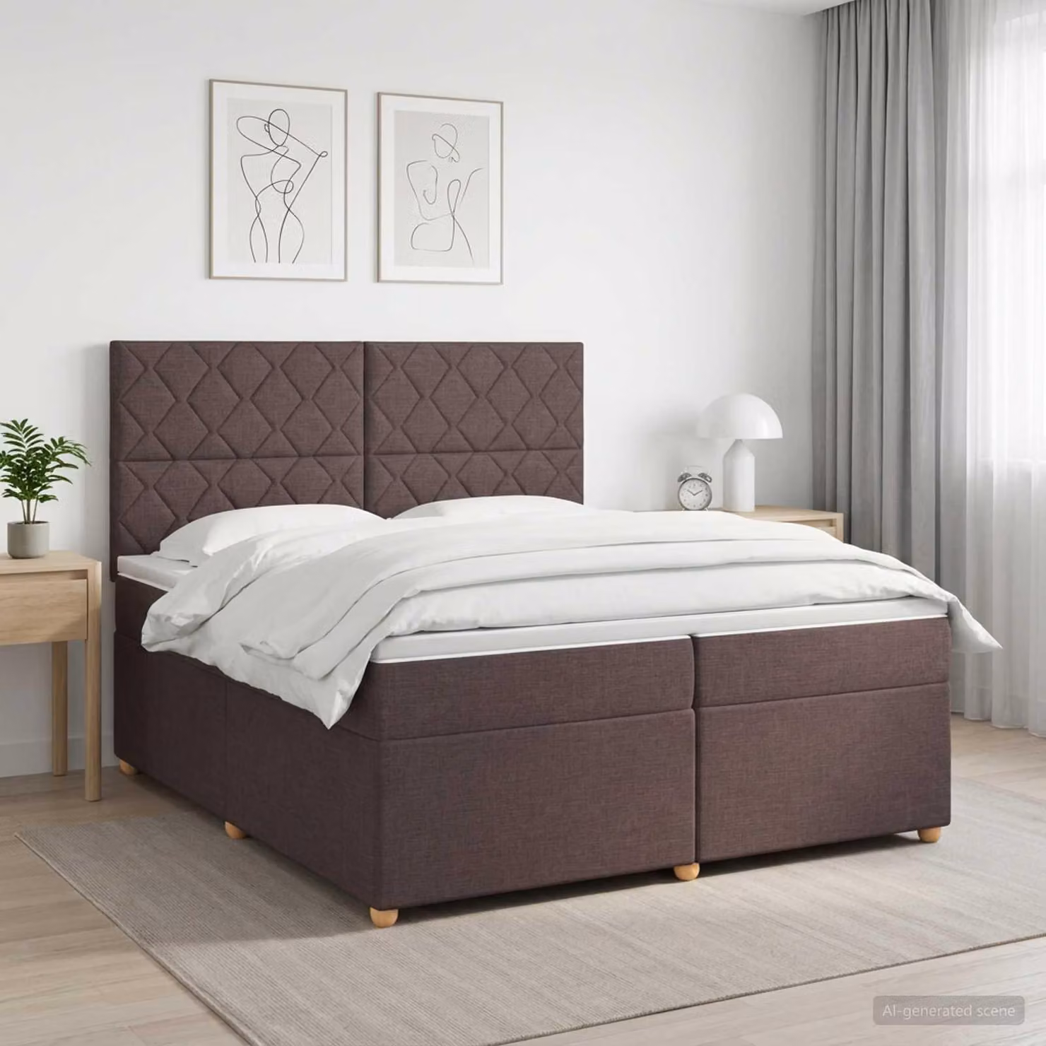 Maison Exclusive - Letto boxspring con materasso marrone scuro 200 x 200 cm Tessuto