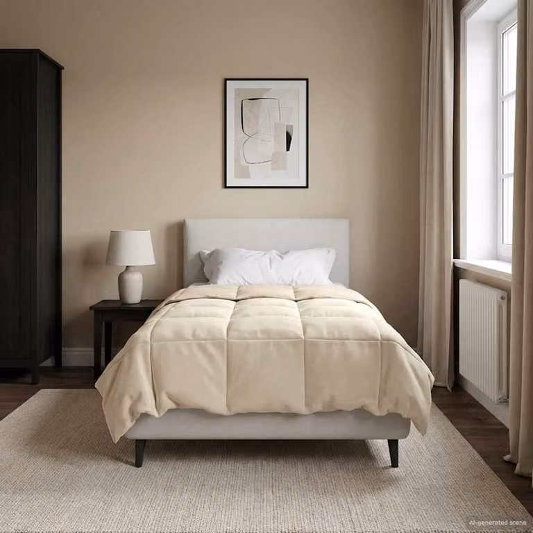 vidaXL Piumone Invernale in Microfibra Traspirabile e Reversibile, Beige, L/P: 135 x 200 cm
