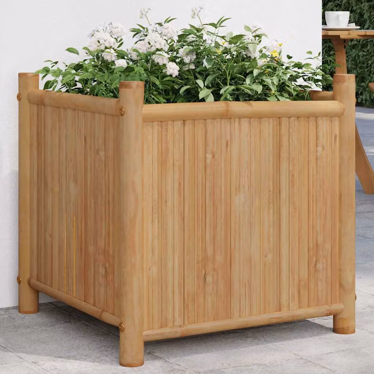 Fioriera vidaXL in bambù marrone per orto e giardino ornamentale L/P/H: 50 x 50 x 50 cm