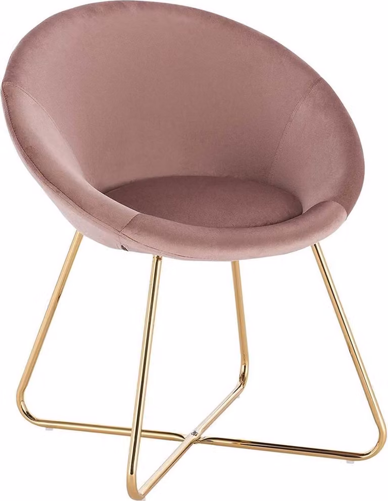 Sedie da sala da pranzo – Velluto rosa – Gambe in metallo – Deluxe – Altezza seduta 44 cm – 1 pezzo