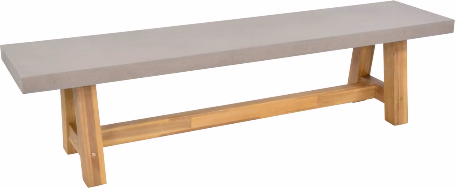 Panchina da giardino - 180x40x45 cm - legno d'acacia - seduta in polystone