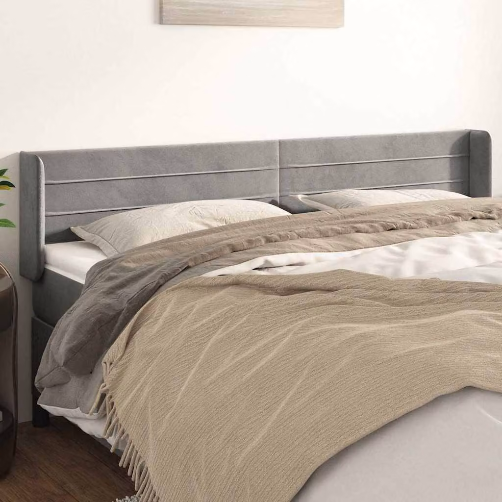 Testiera ad orecchio vidaXL in velluto grigio chiaro L: 203 cm, P: 16 cm, H: 78-88 cm