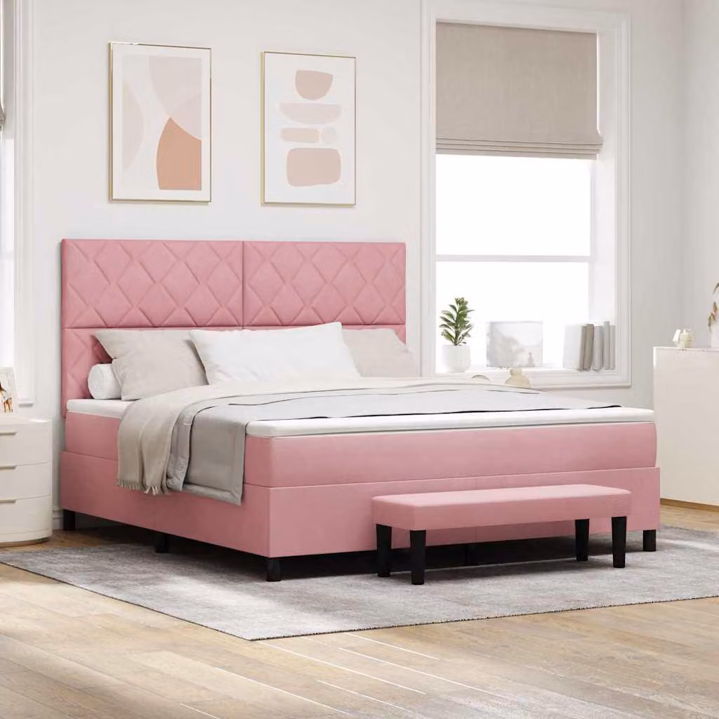 Maison Exclusive - Letto boxspring con testiera Rosa 200 x 180 cm in velluto
