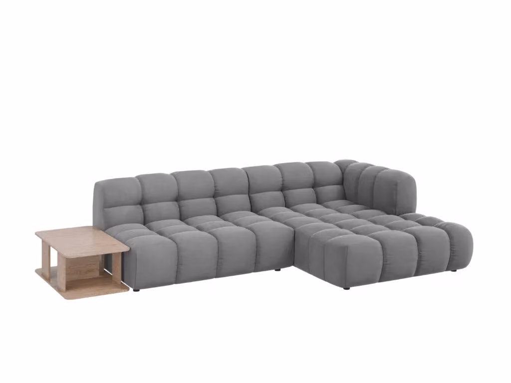 Divano angolare modulare Sky di Cosmopolitan Design, modello a 4 posti con orientamento destro, rivestito in velluto grigio, L/P/H: 297 x 132 x 75 cm – 2