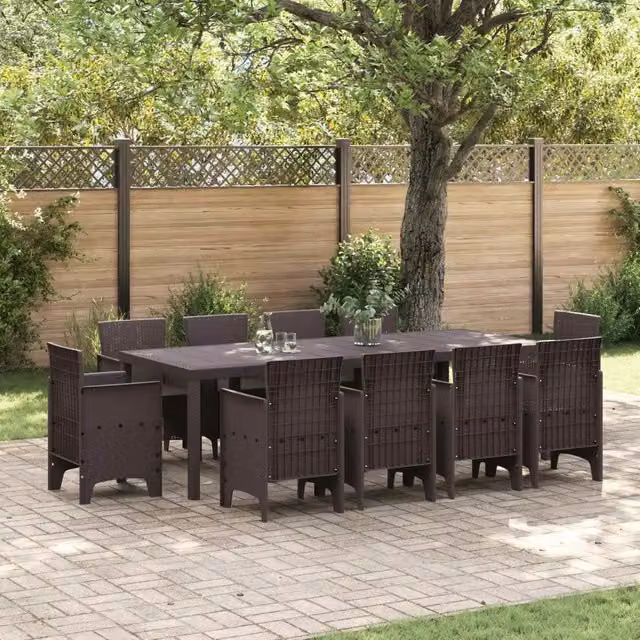 Set da Pranzo per Giardino 11 pz Marrone Polipropilene 3378597