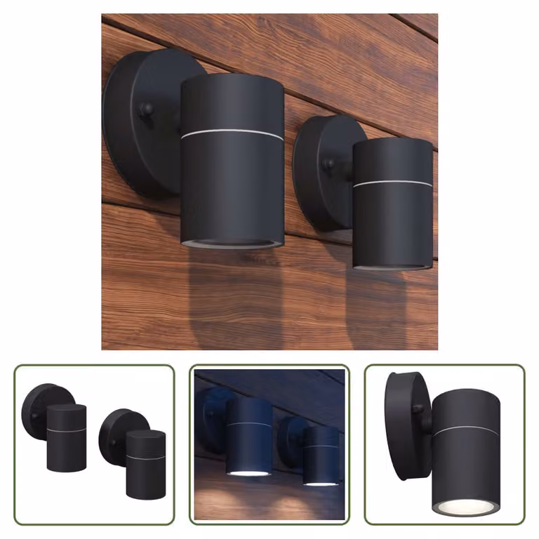 The Living Store: 2 lampade da parete per esterni a LED in acciaio inossidabile con luce diretta verso il basso