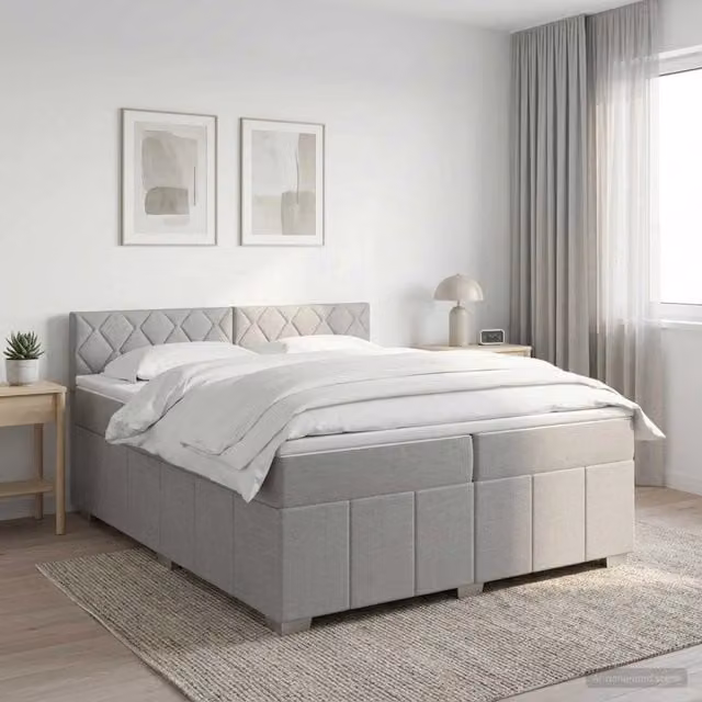 Letto box spring ibrido vidaXL con materasso a molle insacchettate e base a sollevamento, Grigio, 200 x 200 cm – 1