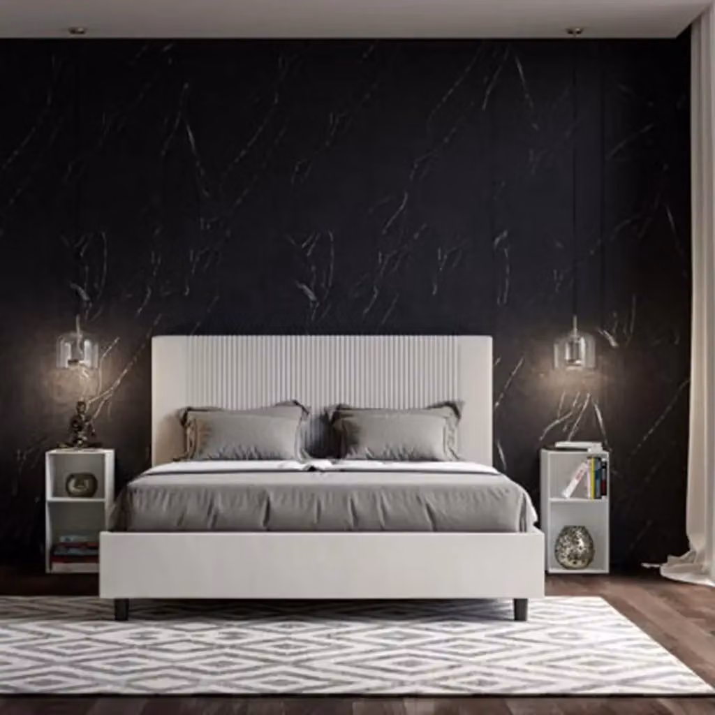 Letto matrimoniale contenitore Ityhome Goya imbottito in similpelle bianco L/P/H: 160 x 200 x 122 cm – 2