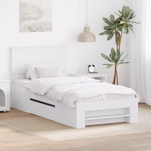 Struttura del letto-Giroletto-Rete del Letto Bianco 90 x 200 cm Legno multistrato 173259