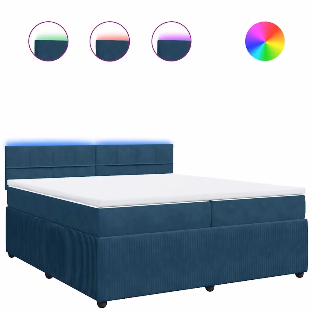Letto Ibrido vidaXL con Materasso in Velluto Blu e Bianco, Struttura in Legno di Pino e Imbottita, L/P: 200 x 200 cm – 2