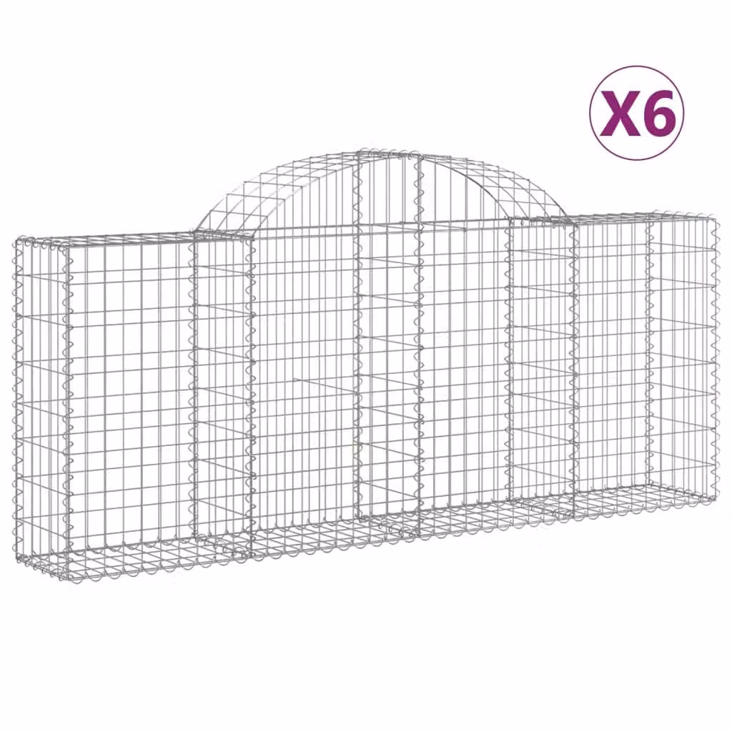 Cesti Gabbioni ad Arco 6 pz 200x30x80/100 cm Ferro Zincato