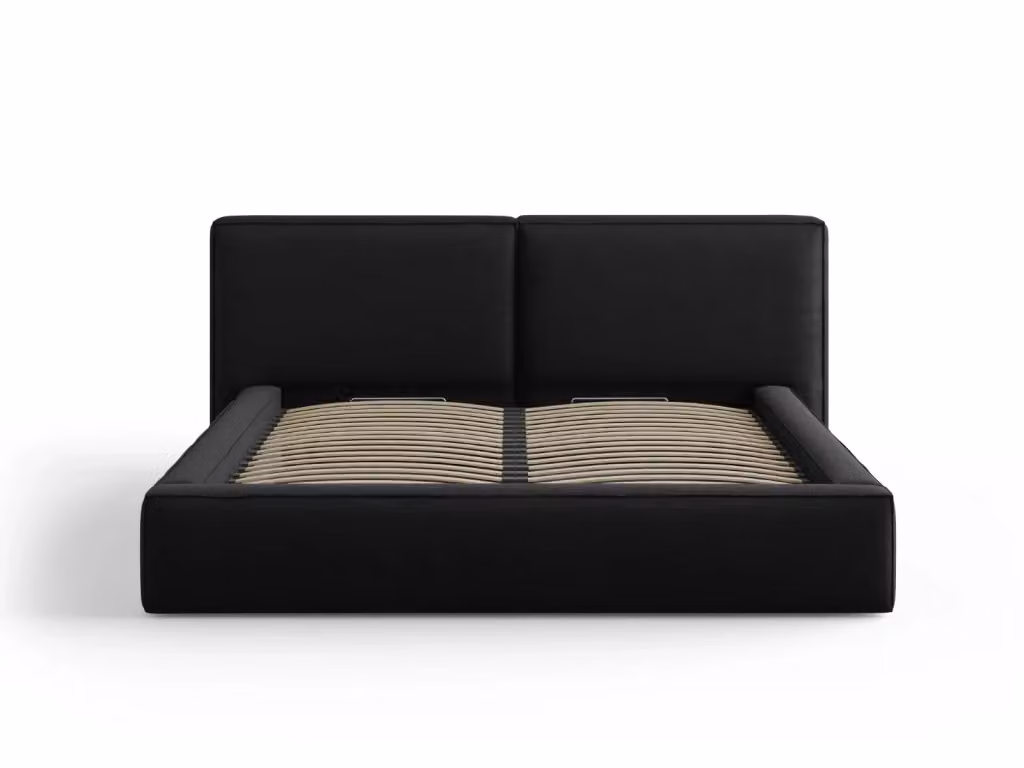 Letto con cassettone e testiera doppia Arendal di Cosmopolitan Design in tessuto nero L/P/H: 180 x 200 x 124 cm – 2