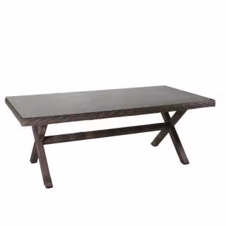 Tavolo rettangolare Baltimora Vacchetti in polyrattan e vetro grigio L: 200 cm, P: 100 cm, H: 72 cm