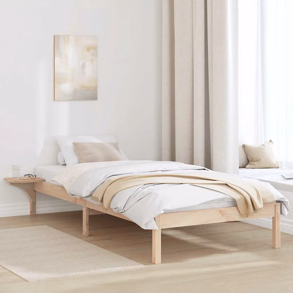 Struttura del letto moderna in pino massello vidaXL, colore naturale, L 80 x P 200 cm