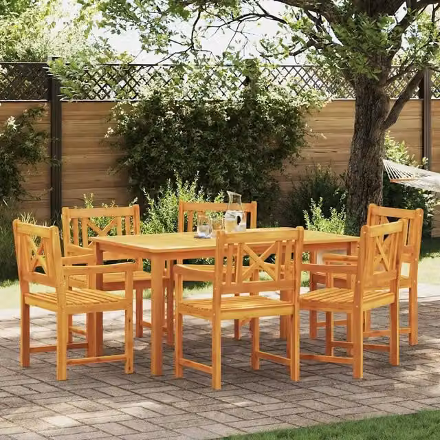 Sedie da giardino 6 pz Naturale Legno di Acacia Massello 3324847