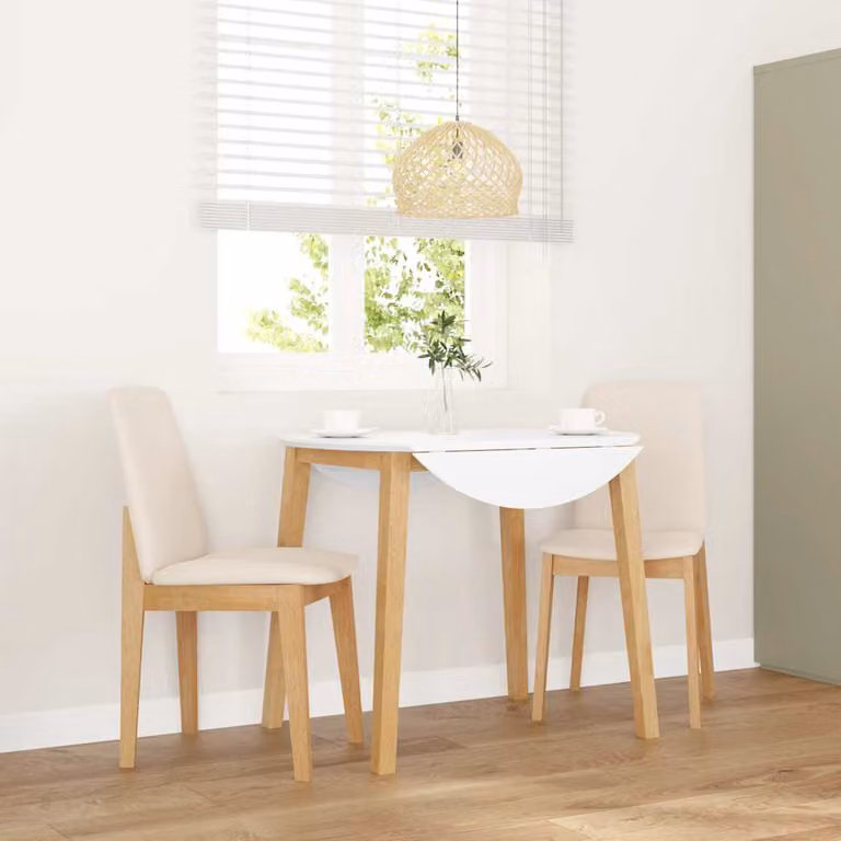 Set di 2 sedie da pranzo moderne vidaXL in legno di Hevea con cuscini beige