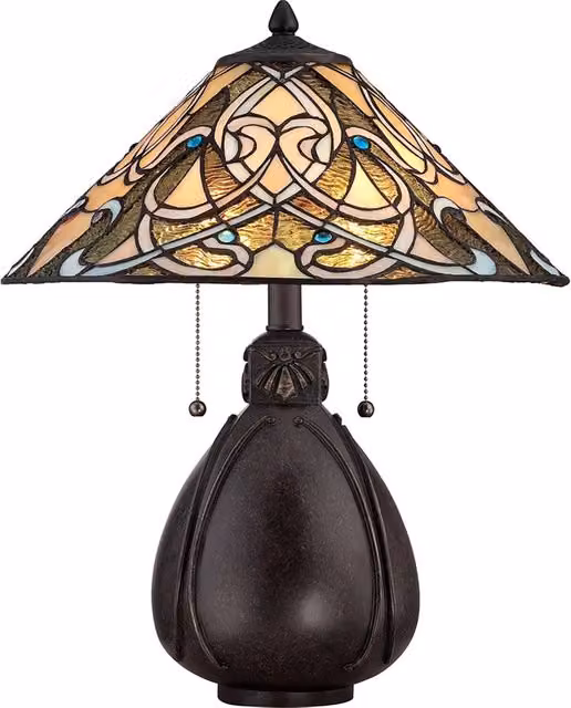 Abatjour Tiffany India Metallo Bronzo Imperiale 2 Luci E27
