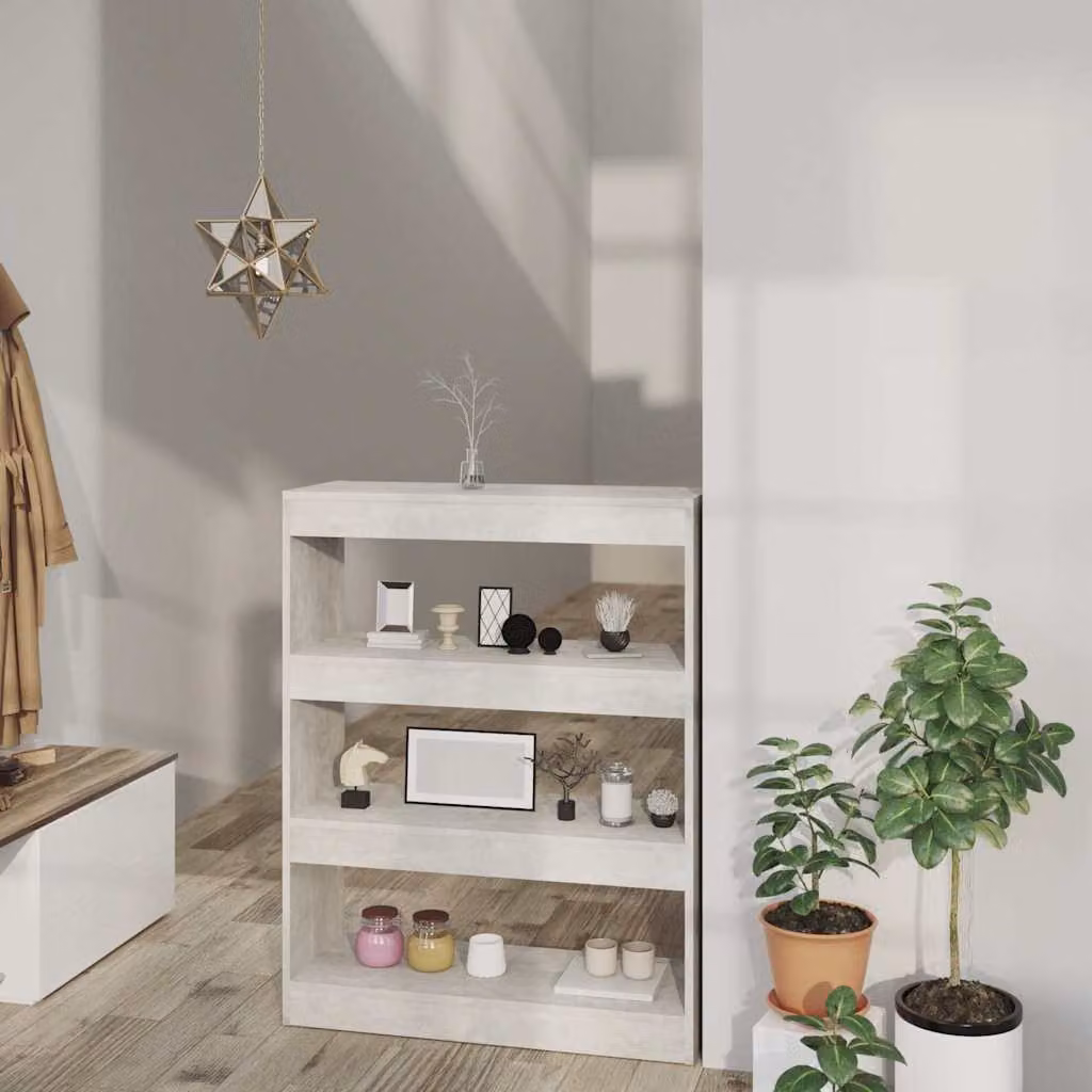 Libreria e divisorio vidaXL in legno multistrato e MDF, colore grigio cemento, L 80 cm x P 30 cm x H 103 cm