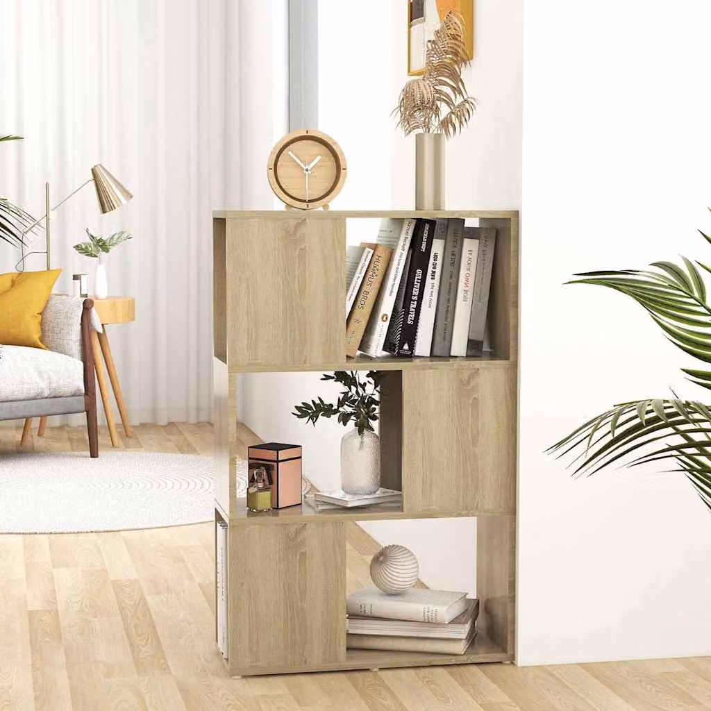 Libreria/Divisorio vidaXL in Rovere Sonoma, L 60 cm x P 24 cm x H 94 cm, in Truciolato e MDF color Marrone/Beige