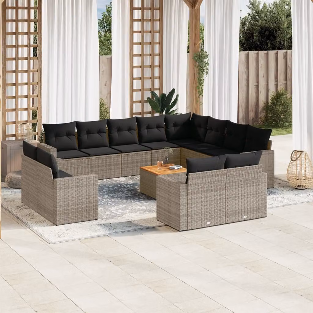 Maison Exclusive - Set Divani da Giardino 13 pz con Cuscini Grigio in Polyrattan