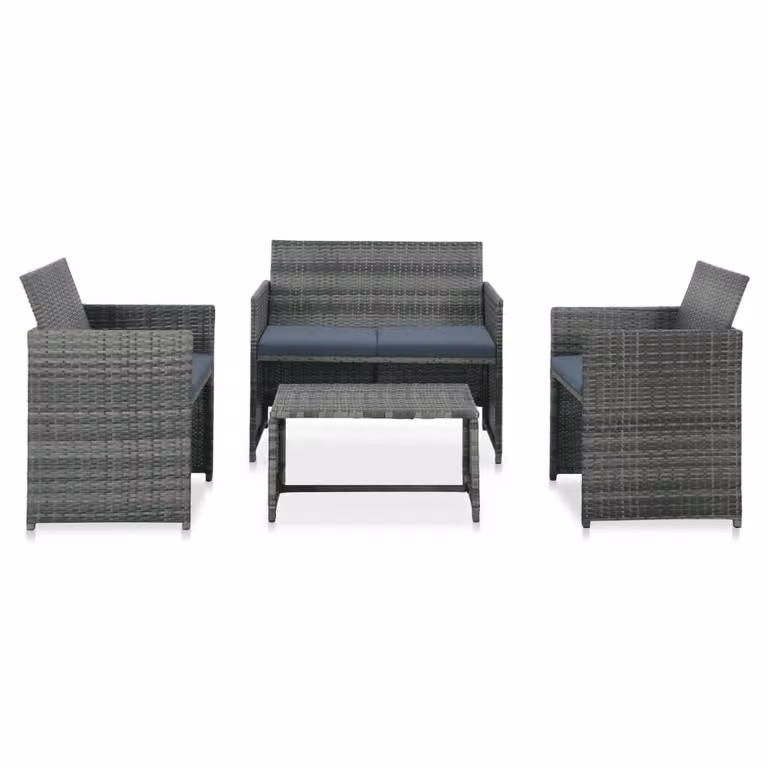 Maison Exclusive - Set da giardino da 4 pezzi con cuscini in polyrattan grigio