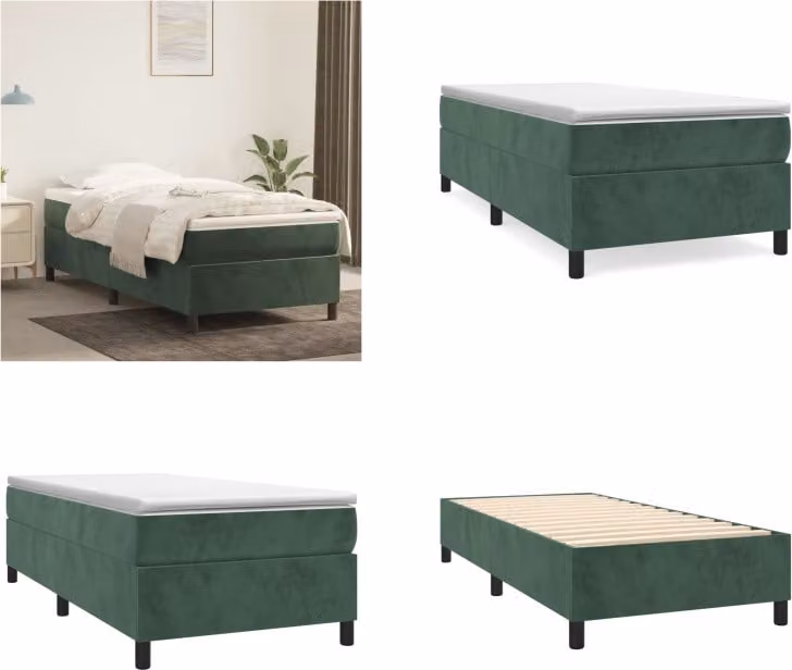 vidaXL Letto a molle verde scuro 80x200 cm in velluto - Letto a molle - Letti a molle - Letto - Mobili da camera da letto