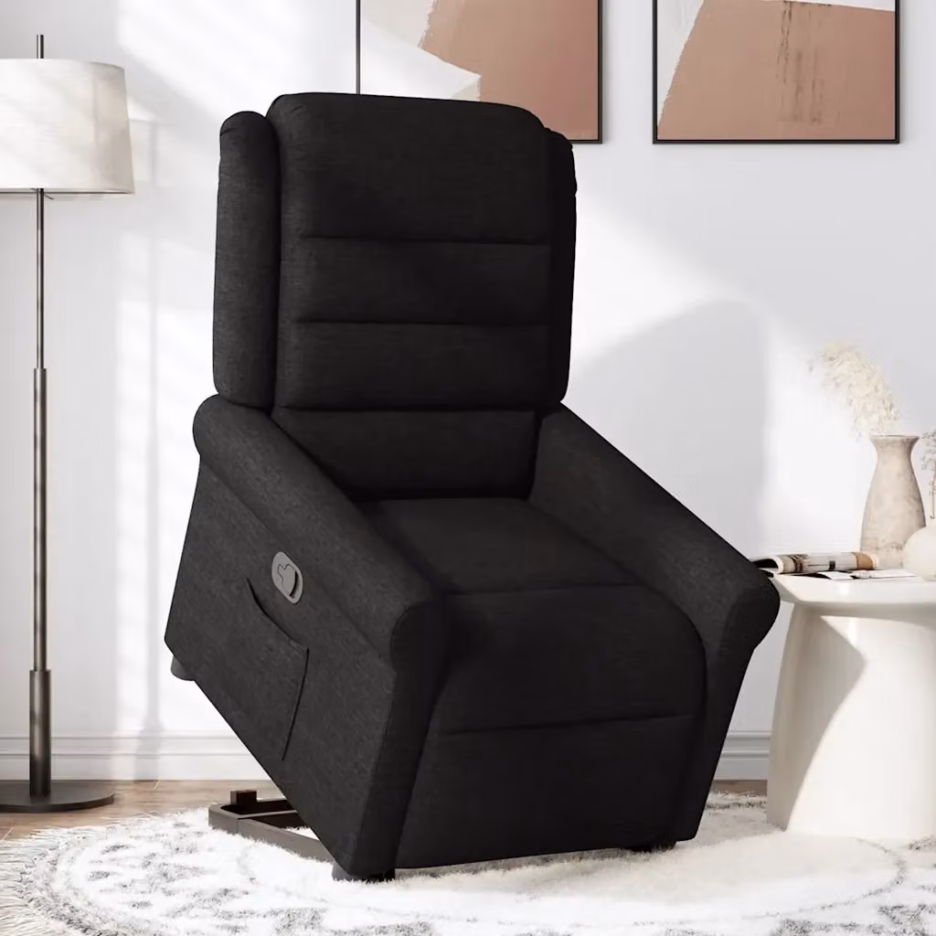 Poltrona Alzapersona Reclinabile vidaXL Nera in Tessuto con Braccioli e Assistenza Elettrica per Senior – 2
