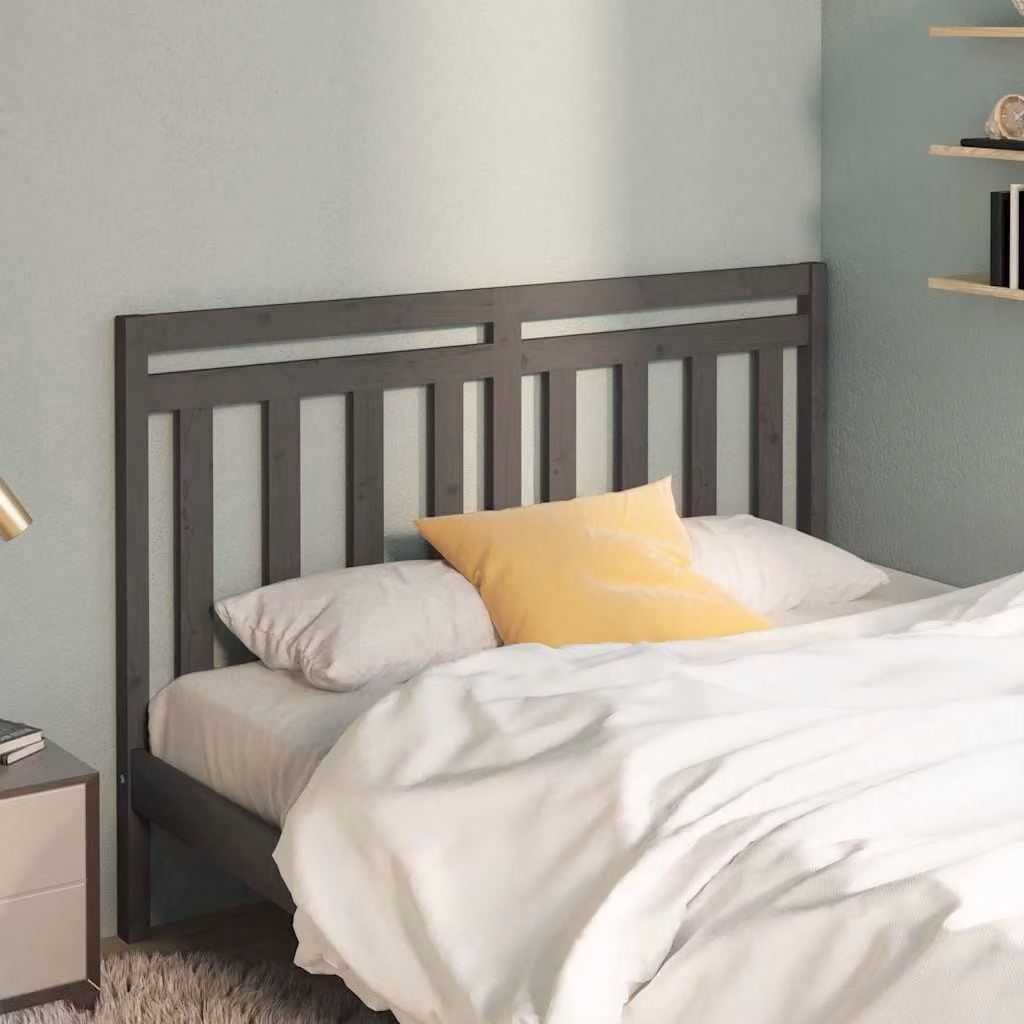 Testiera per letto vidaXL in legno massello di pino, colore grigio, L: 126 cm, P: 4 cm, H: 100 cm