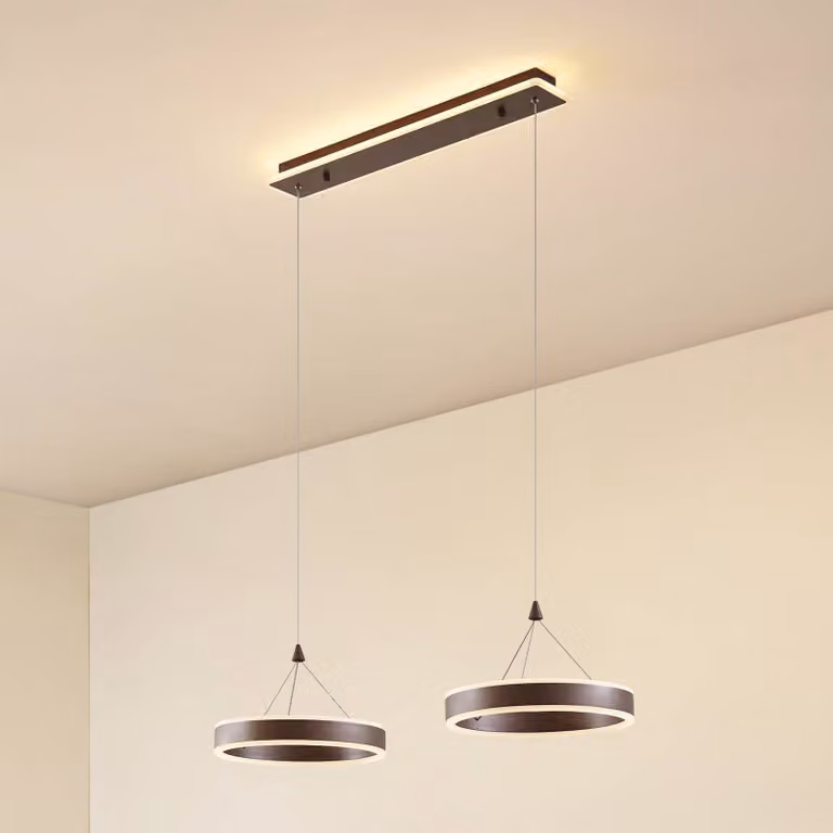 Lucande Lampada LED a sospensione Kolo, 86 cm, 2 luci, marrone, dimmerabile Kolo Lucande,, Marrone / Ruggine, Soggiorno / Sala da pranzo, Plastica, Moderno