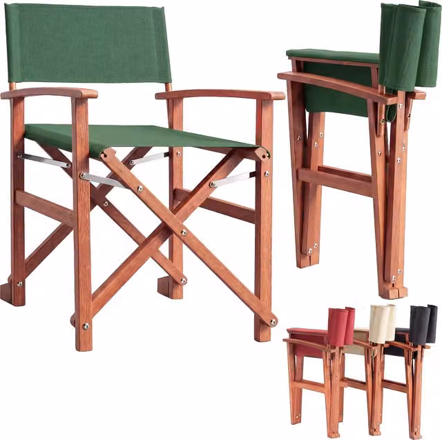 Sedia da regista pieghevole Casaria in legno di eucalipto certificato FSC con cuscini, verde – 1