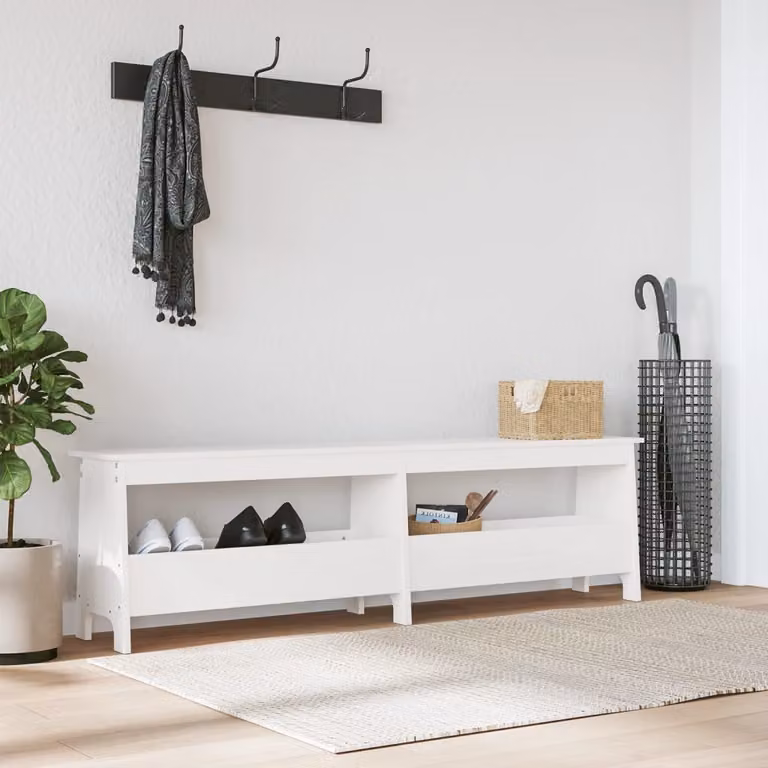 vidaXL Panca da Ingresso Bianca in Legno di Pino Rustico L: 160 cm, P: 28 cm, H: 45 cm