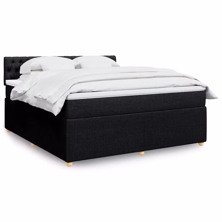 vidaXL Giroletto a Molle con Materasso Ibrido in Tessuto Nero L/P/H: 180 x 200 cm