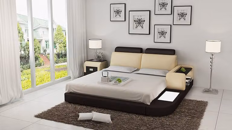 Bett mit USB Polsterbett Luxusbett Doppelbett Ehebett Betten 140/160/180 LB8804