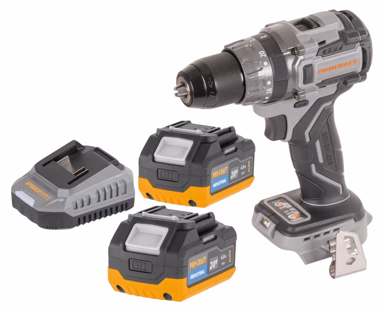 Procraft Industrial CD20Abb Avvitatore a percussione a batteria 20 V 85 Nm Solo - senza batteria, senza caricabatteria